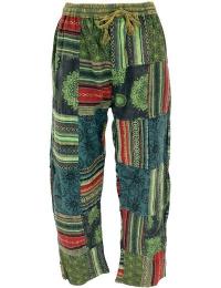 Guru-Shop Træningsbukser - Patchwork Yogahose, Goa Hose, Loose fit Hose - grün - M till XL - Herrer - grøn