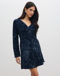 Pieces - Blå - Pckammy Ls V-Neck New Dress Jrs Bc