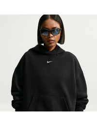 Oversized Nike Studio Fleece-hættetrøje i medium vægt til kvinder - sort