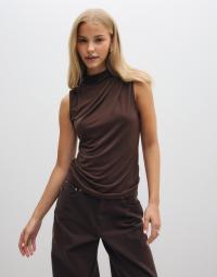Pieces - Brun - Pcmadison Sl Draped Top Noos Bc