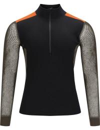 Aclima Men's WoolNet Hybrid Mockneck Jet Black/Tarmac/Gold Flame