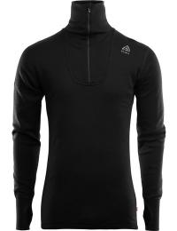 Aclima DoubleWool Polo with Zip Man Jet Black/Marengo