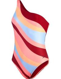 Speedo Women's Printed Asymmetric 1 Piece Oxblood/Coral