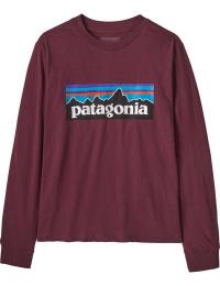 Patagonia Kids' Long-Sleeved P-6 Logo T-Shirt Berry Fig