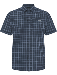 Jack Wolfskin Men's Norbo Short Sleeve Shirt Check Midnight Sky