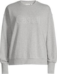 Casall Women's Terry Spring Graphic Crew Grey Melange