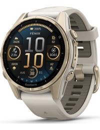 Garmin Fenix 8 Amoled 43mm, Sapphire Soft Gold - Fog Grey/Sandstone Silicone Strap