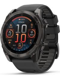Garmin Fenix 8 Amoled 51mm, Sapphire Carbon Gray DLC Titanium - Black/Pebble Grey Silicone Strap