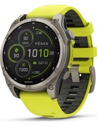 Garmin Fenix 8 Solar 47mm, Sapphire Solar Titanium - Amp Yellow/Graphite Silicone Strap