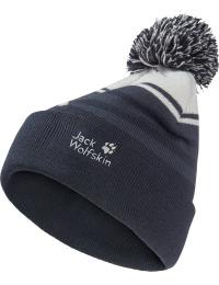Jack Wolfskin Kids' Stripy Pompom Beanie Dark Navy