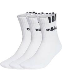 Adidas 3-Stripes Linear Half-Crew Cushioned Socks 3 Pairs   White/black