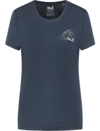 Jack Wolfskin Women's Peak Graphic T New Mountain Midnight Sky