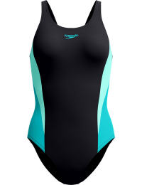 Speedo Women's Colorblock Splice 2.0 One Piece Anthracite/mayan Blue