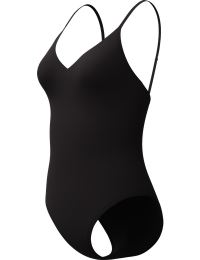 Speedo Women's Solid V-Neck One Piece Anthracite