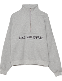Aim'n Women's Varsity Sweat Half Zip Grey Melange