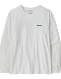 Patagonia Women's Long-Sleeved P-6 Logo Responsibili-Tee Fiber White