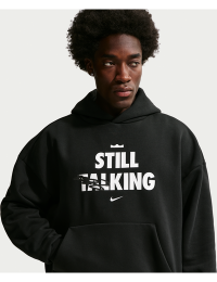 LeBron "Shut Up and Dribble" Nike Therma-FIT-børstet pullover-basketballhættetrøje til mænd - sort