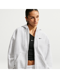 Oversized Nike Studio Fleece-hættetrøje i kraftigt materiale med lynlås i fuld længde til kvinder - brun