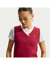 Maskinstrikket Nike Chill-sweatervest med løstsiddende pasform til kvinder - rød