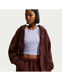 Oversized Nike Studio Fleece-hættetrøje i kraftigt materiale med lynlås i fuld længde til kvinder - lilla