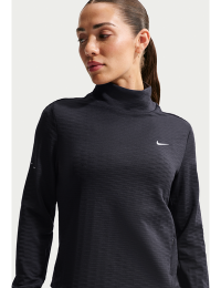 Nike Swift-løbetrøje med Therma-FIT-rullekrave til kvinder - sort