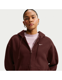Oversized Nike Studio Fleece-hættetrøje i medium vægt med fuld lynlås til kvinder - lilla