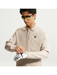 Langærmet Nike Tailored Performance Dri-FIT-golfpolo med løstsiddende pasform til mænd - brun