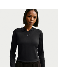 Langærmet, gennemsigtig Nike -top til kvinder - sort