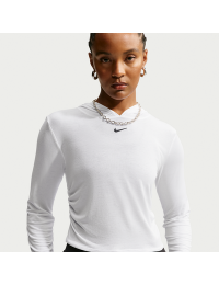 Langærmet, gennemsigtig Nike -top til kvinder - hvid