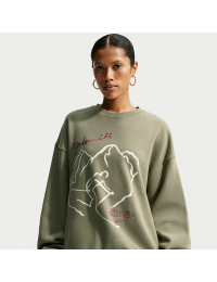 Oversized Nike Studio Fleece-crewtrøje i medium vægt til kvinder - grå