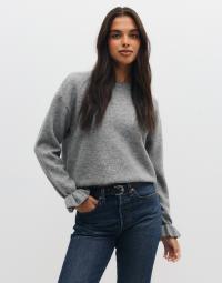 Pieces - Grå - Pcsally Ls Frill Cuff Knit Noos Bc