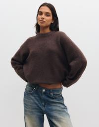Pieces - Brun - Pctina Ls O-Neck Knit Noos