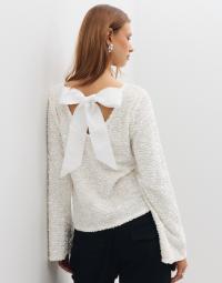 Pieces - Hvid - Pckammy Ls Deep Back Bow Top Jrs Bc