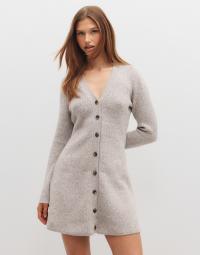 Vero Moda - Grå - Vmdoffyjaquard Ls V-Nk Button Dress