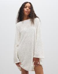 Pieces - Hvid - Pckammy Ls Deep Back Bow Dress Jrs