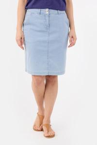BRANDTEX - Nederdel - Lyseblå Denim - Stribet