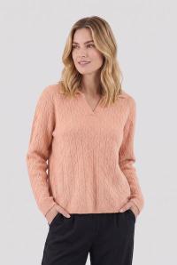 - Brandtex Langærmet Strik - Rosa - Kabelstrikket Mønster