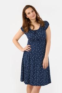 SIGNATURE - Knælang Kjole - Navy - Prikket