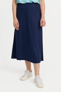 SIGNATURE - Hør Nederdel - Navy - Skrålommer