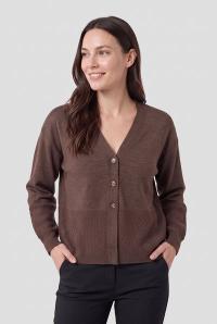 - Jensen Langærmet Cardigan - Brun - Strukturstrik