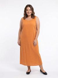 CISO - Hør Kjole - Orange - Rund Hals