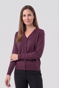 - Signature Langærmet Cardigan - Mørk Bordeaux - Bølgekant
