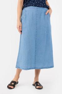 SIGNATURE - Midi Nederdel - Blå Denim - Skrålommer
