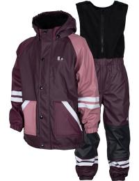 Lindberg Kids' Fagerhult Rain Set Fleece Plum/dry Rose
